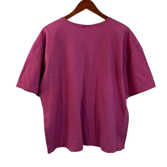 Top Stitch Pink Crewneck T Shirt Rhinestone Studded Applique Hearts Short Sleeve - Picture 2 of 7